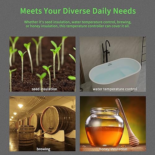Miniatura 8 de GRILLME Controlador digital de temperatura 120V 1500W 15A Fahrenheit Pantalla de grado con enchufe de salida y enchufe para calefacción Control de