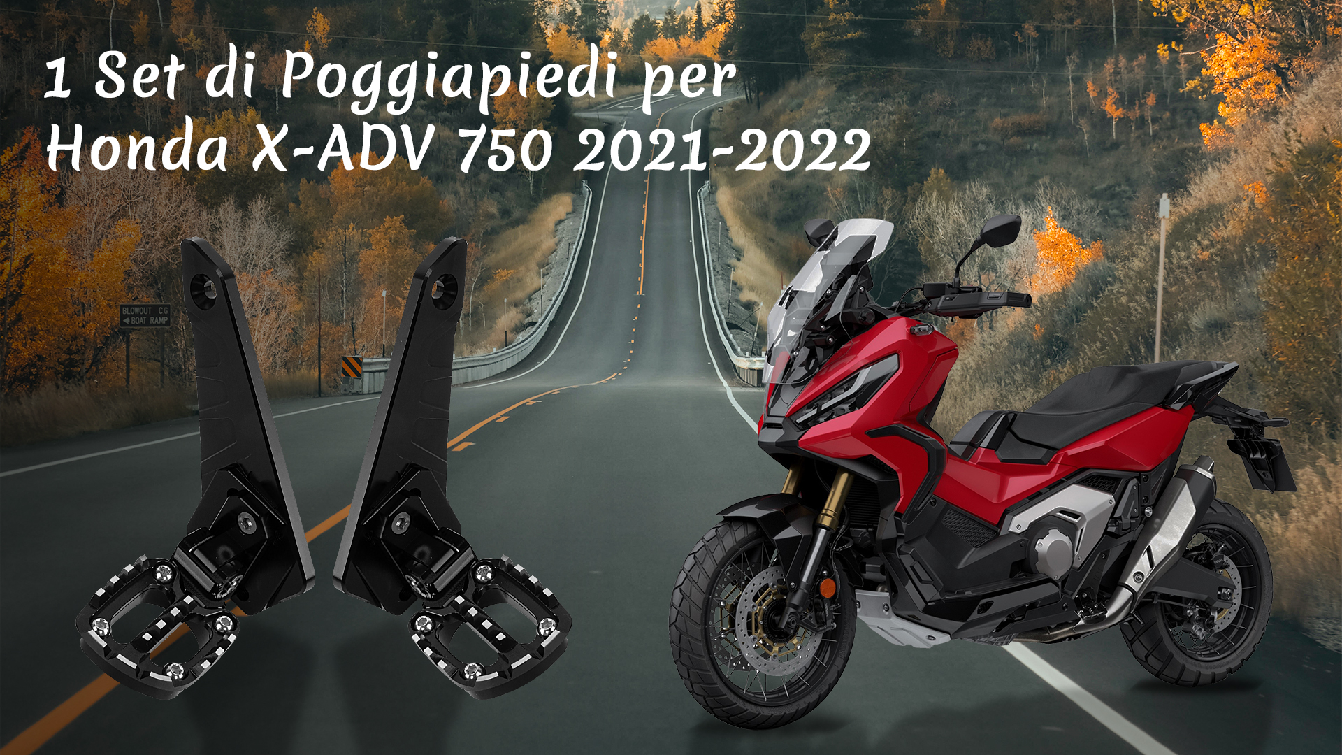 Poggiapiedi Posteriori Pieghevoli Per Honda X-ADV 750 - In Alluminio CNC, Rosso E Nero - Foto 9