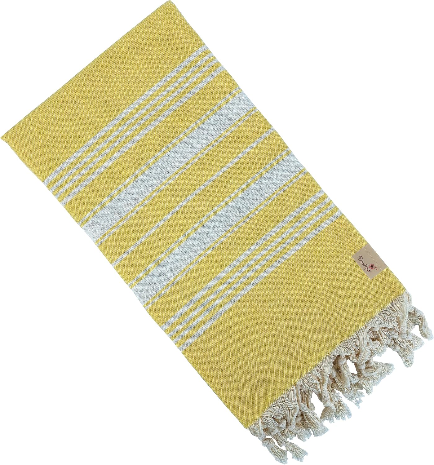Dandelion - Basic Pattern - 100% Naturally-Dyed Cotton Turkish Towel Peshtemal - 71x39 Inches - Yellow