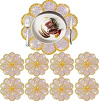 Vista 18 de Juego de 2 manteles individuales cuadrados incrustados con diamantes de imitación plateados