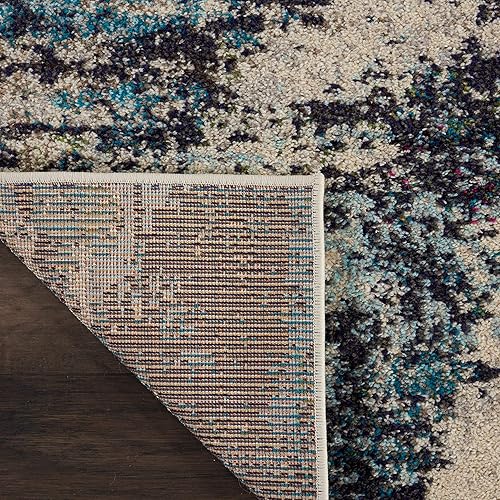 Miniatura 2 de Nourison Celestial - Alfombra moderna abstracta marfilazul verdoso, 2 pies 2 pulgadas x 7 pies 6 pulgadas, fácil de limpiar, no se desprende,