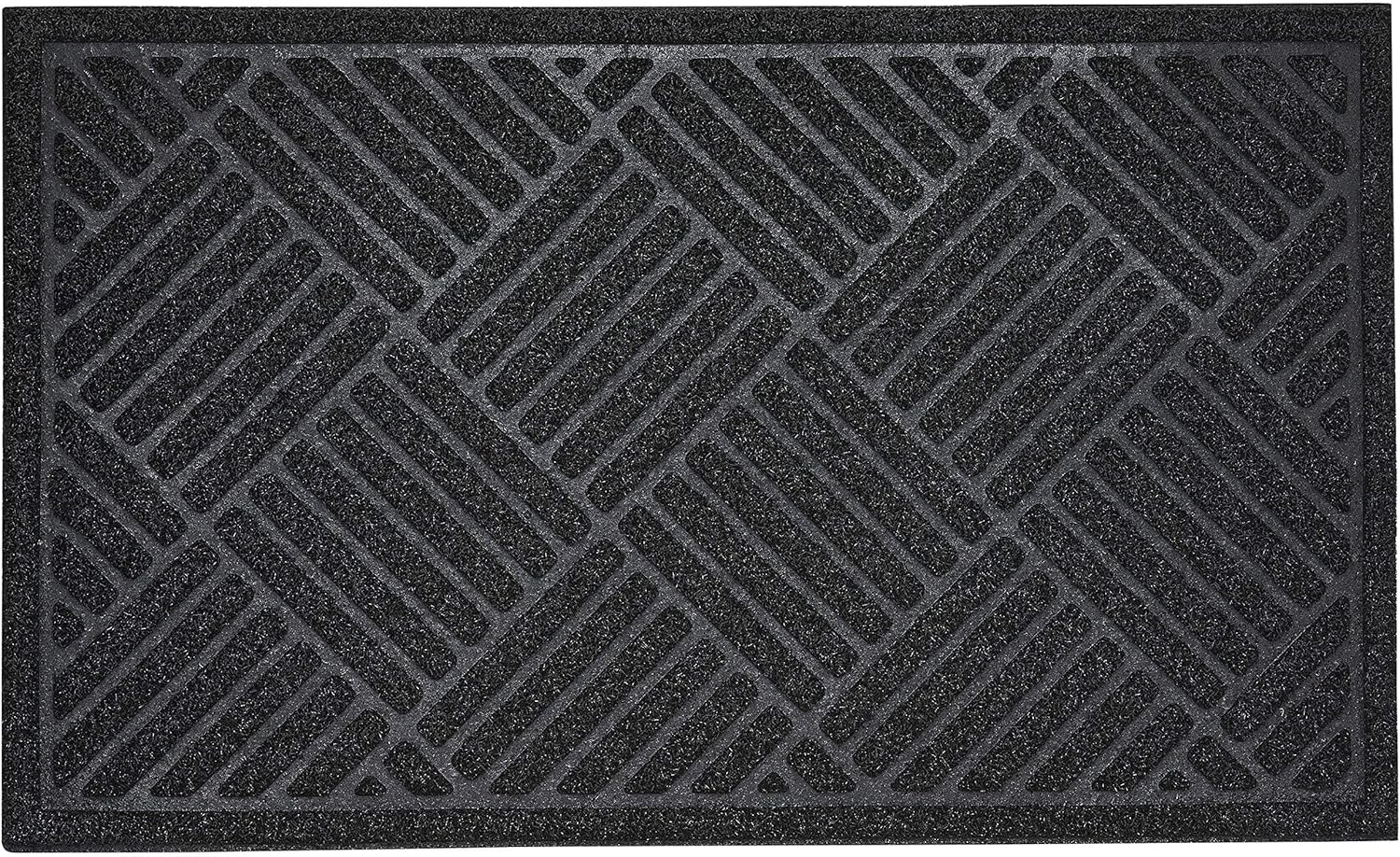 Superio Non-Slip Welcome Doormat for Entry, Indoor Outdoor, Heavy Duty, Waterproof, Easy Clean, Low-Profile Mats for Entry, Garage, Patio, High Traffic Areas, Grey Crosshatch Coir, 18"x30"