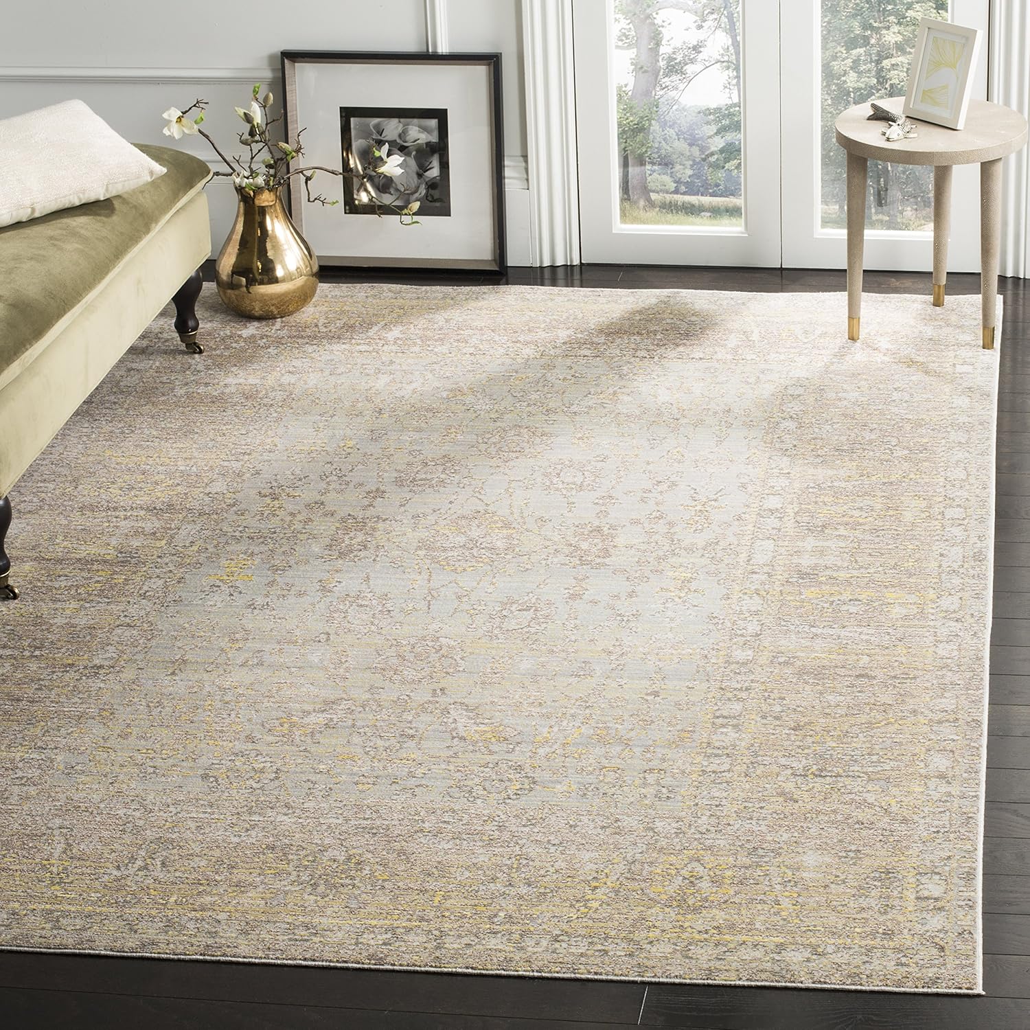 SAFAVIEH Valencia Collection Accent Rug - 2' x 3', Grey & Multi, Boho Chic Distressed Design, Non-Shedding & Easy Care, Ideal for High Traffic Areas in Entryway, Living Room, Bedroom (VAL123C)
