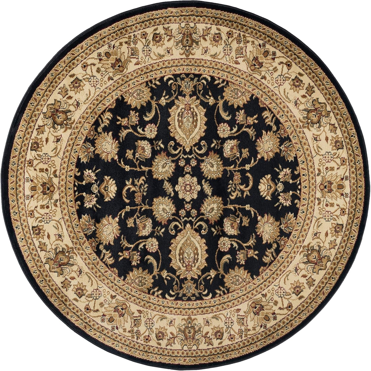 Gabrielle Traditional Oriental Black Round Area Rug, 8' Round