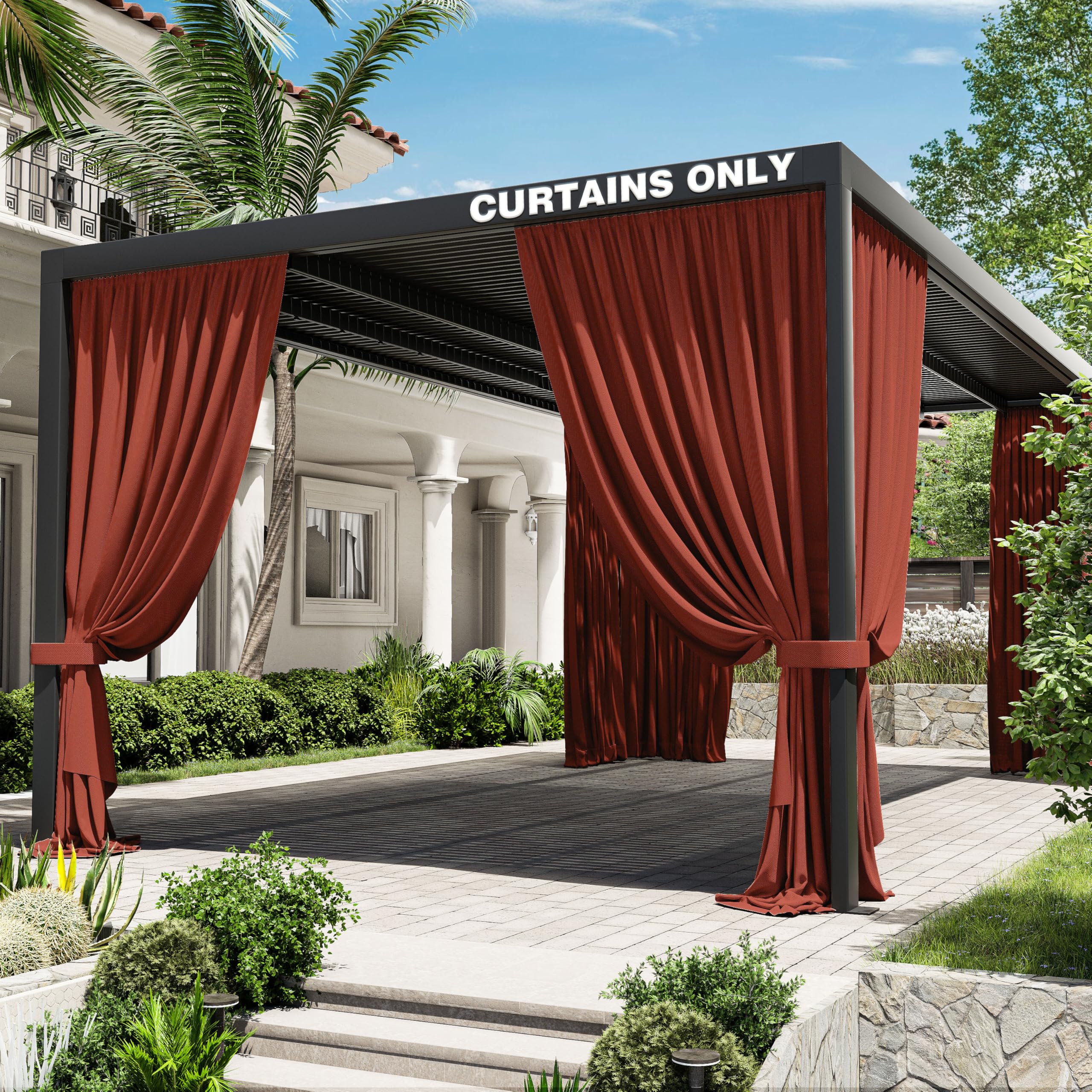 Photo 1 of Kimunuk Gazebo Universal Replacement Privacy Curtain,12'×20' Gazebo Outdoor Waterproof Curtains, 4-Panels Sidewall Curtains with Double Zipper for Patio Canopy, Garden and Backyard (Curtain Only)