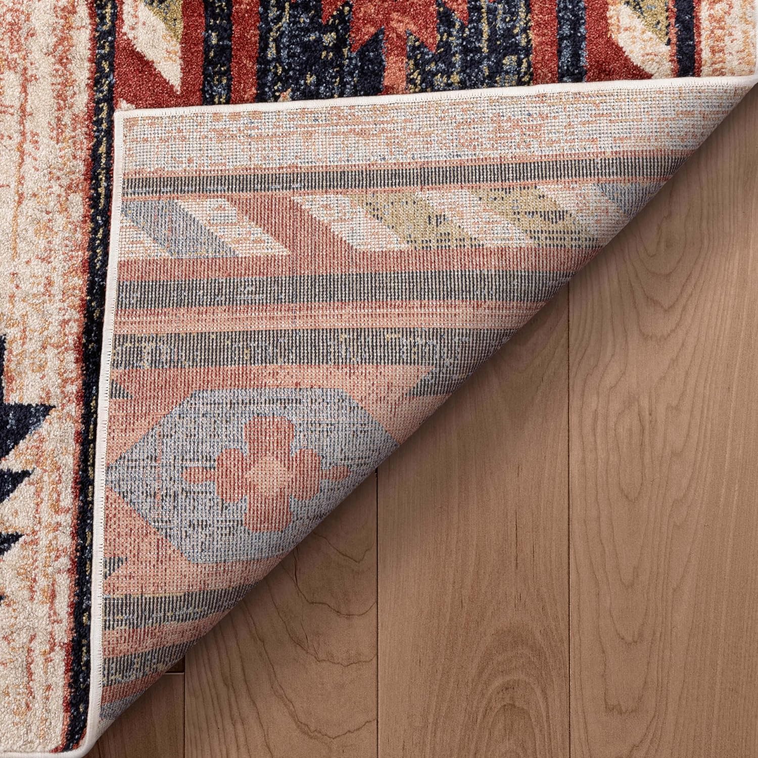 Reversible Cream Synthetic 5' x 7' Easy-Care Area Rug