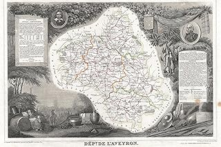 4"x6" Poster, 1852 Levasseur Map of the Department L'Aveyron, France (Roquefort Cheese Region) - Gallery Print