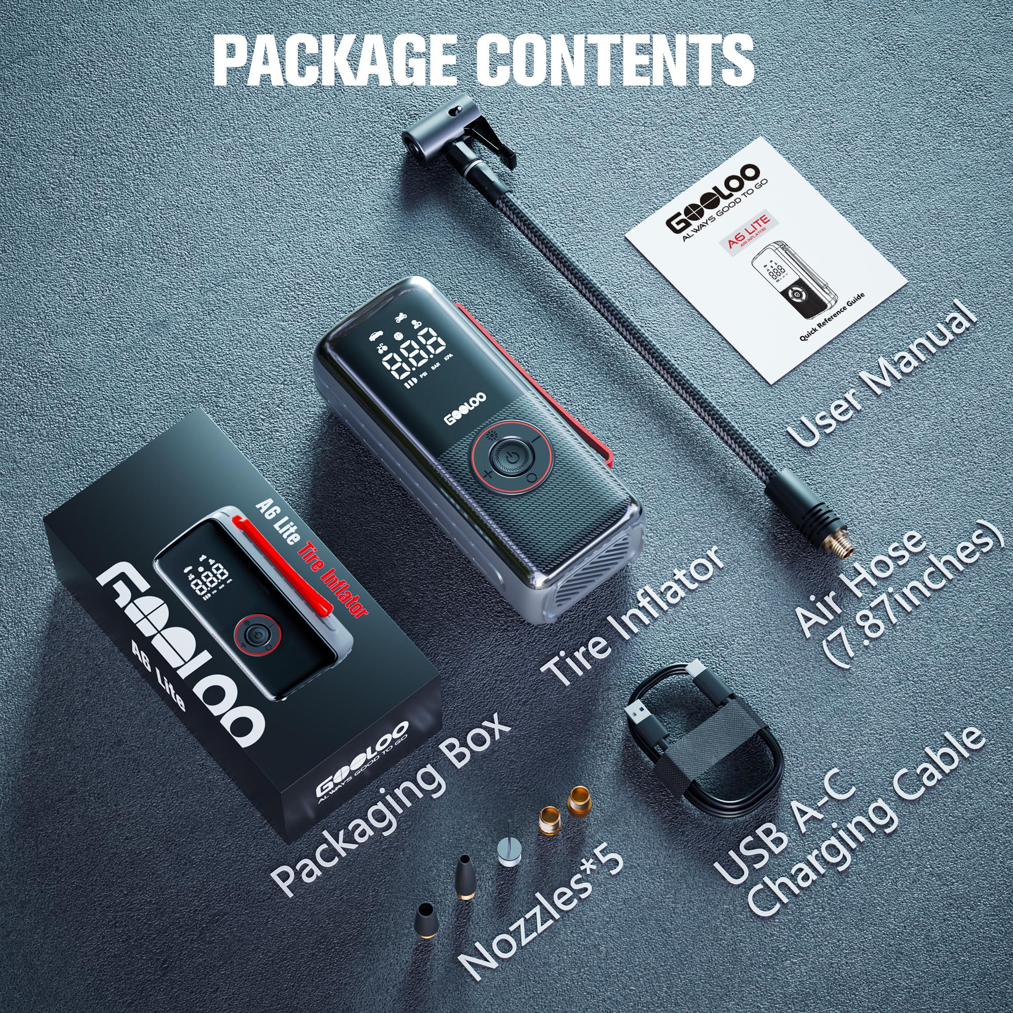 GOOLOO A6 Lite Tire Inflator - Portable & Powerful -8 GOOLOO A6 Lite Tire Inflator - Portable & Powerful -8
