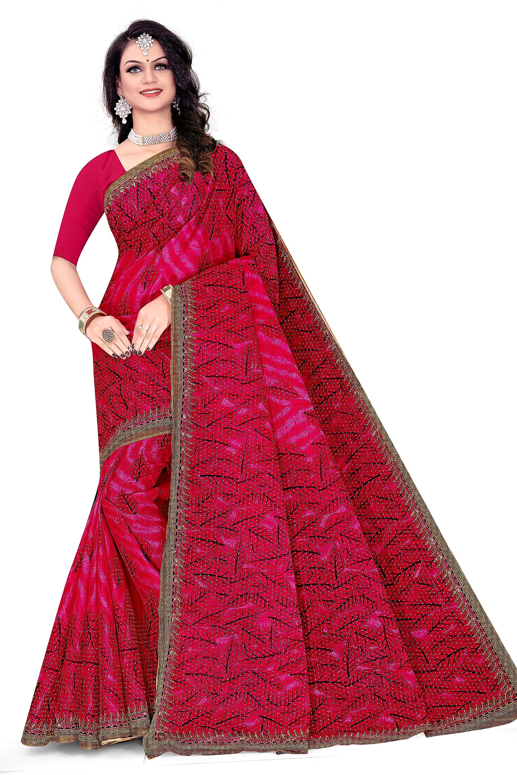Tamaira Fashion Women's Plain Weave Pure Cotton Saree Without Blouse Piece(11248_Pink)