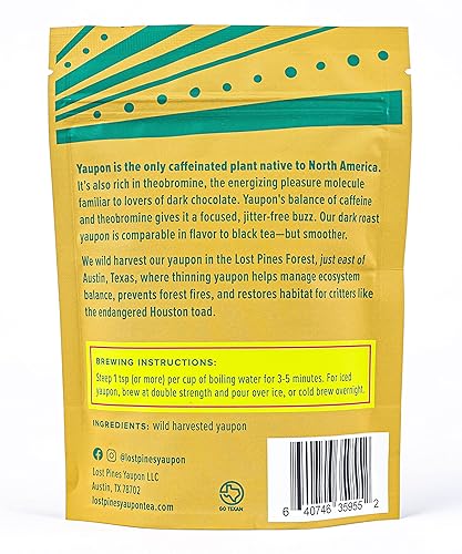 Miniatura 2 de Té Yaupon de tostado oscuro de 2 onzas (hoja suelta) - Lost Pines Yaupon Tea - Yaupon cosechado de forma sostenible y silvestre, la única planta con