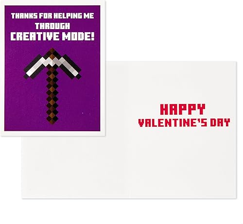 Vista 6 de Hallmark Minecraft Valentines Day Cards and Mailbox for Kids School Classroom Exchange (1 Box, 32 Valentine Cards, 35 Stickers, 1 Teacher Card)