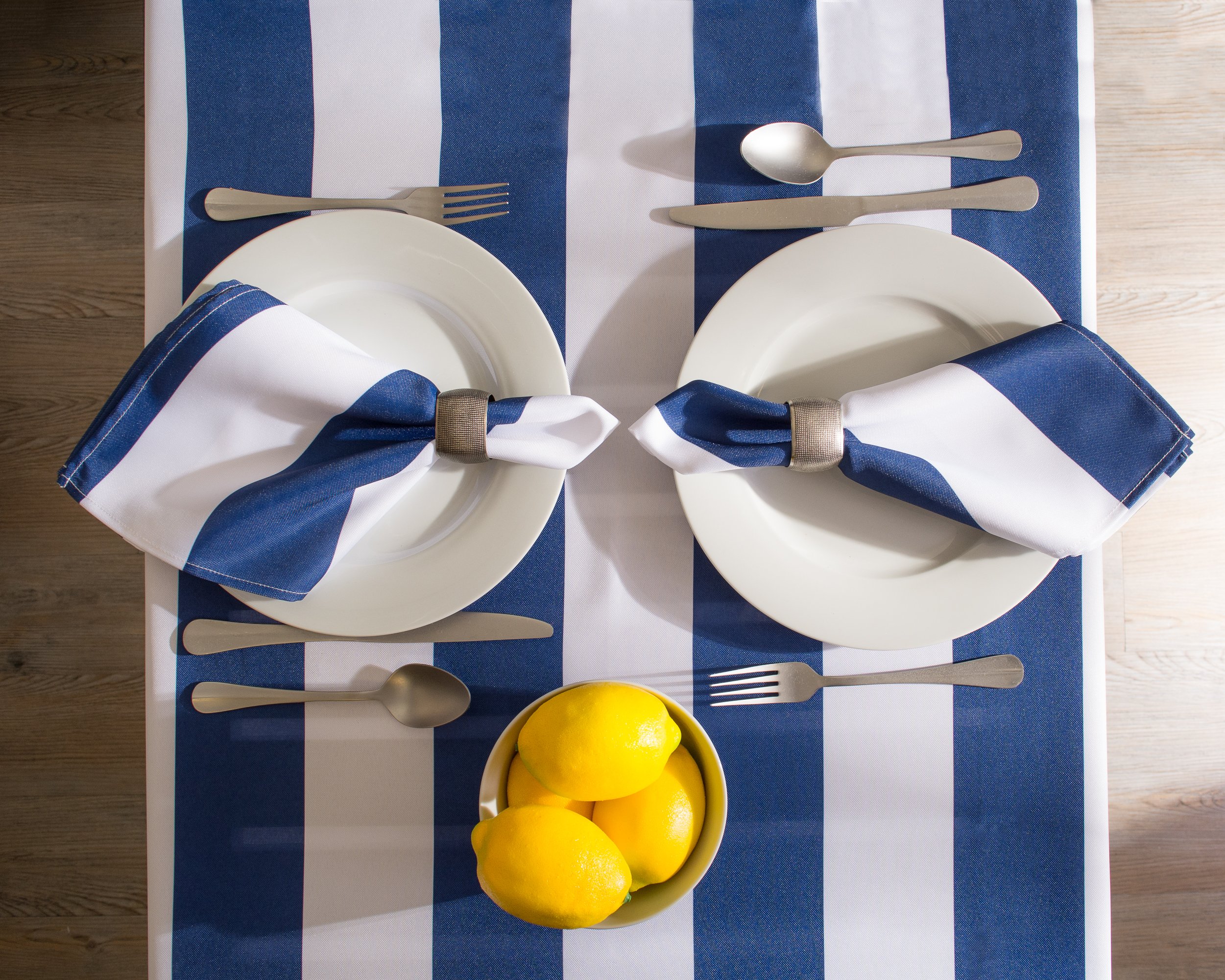 DII Cabana Stripe Outdoor Tabletop Collection, Stain/Wrinkle Resistant & Waterproof, 60x84 Rectangle Tablecloth, Nautical Blue - Image 4