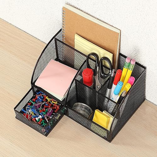 Miniatura 9 de Mr. Pen Organizador de escritorio de malla, soporte negro para bolígrafoslápices con múltiples compartimentos