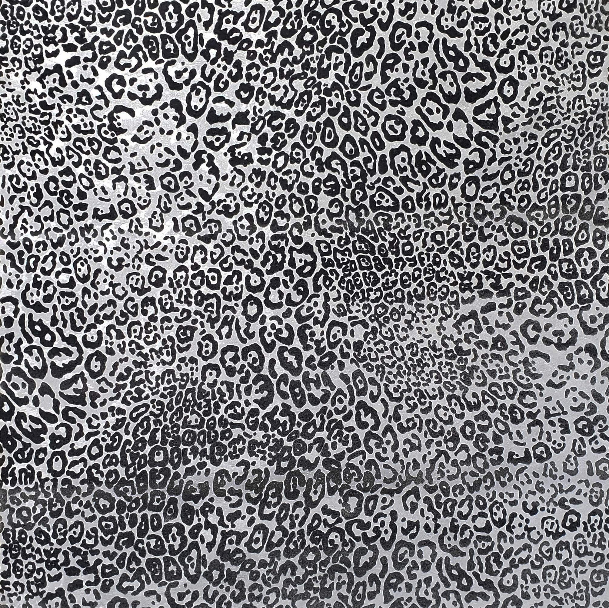 Wallpaper Black Silver Metallic Textured Flocked Jaguar Leopard Animal Velvet 3D