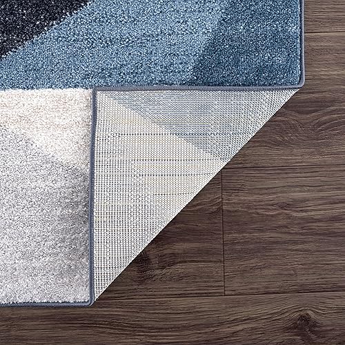 Miniatura 7 de Abani Rugs - Alfombra contemporánea con triángulos geométricos, rectangular, resistente a las manchas turcas de 5 x 8 pies, gris y azul