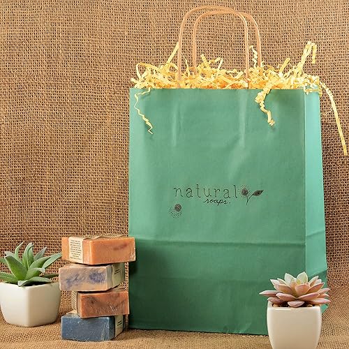 Miniatura 5 de Prime Line Packaging Bolsas de regalo verdes, pequeñas bolsas de papel con asas para regalos, vacaciones, Navidad, recuerdos de fiesta, compras,