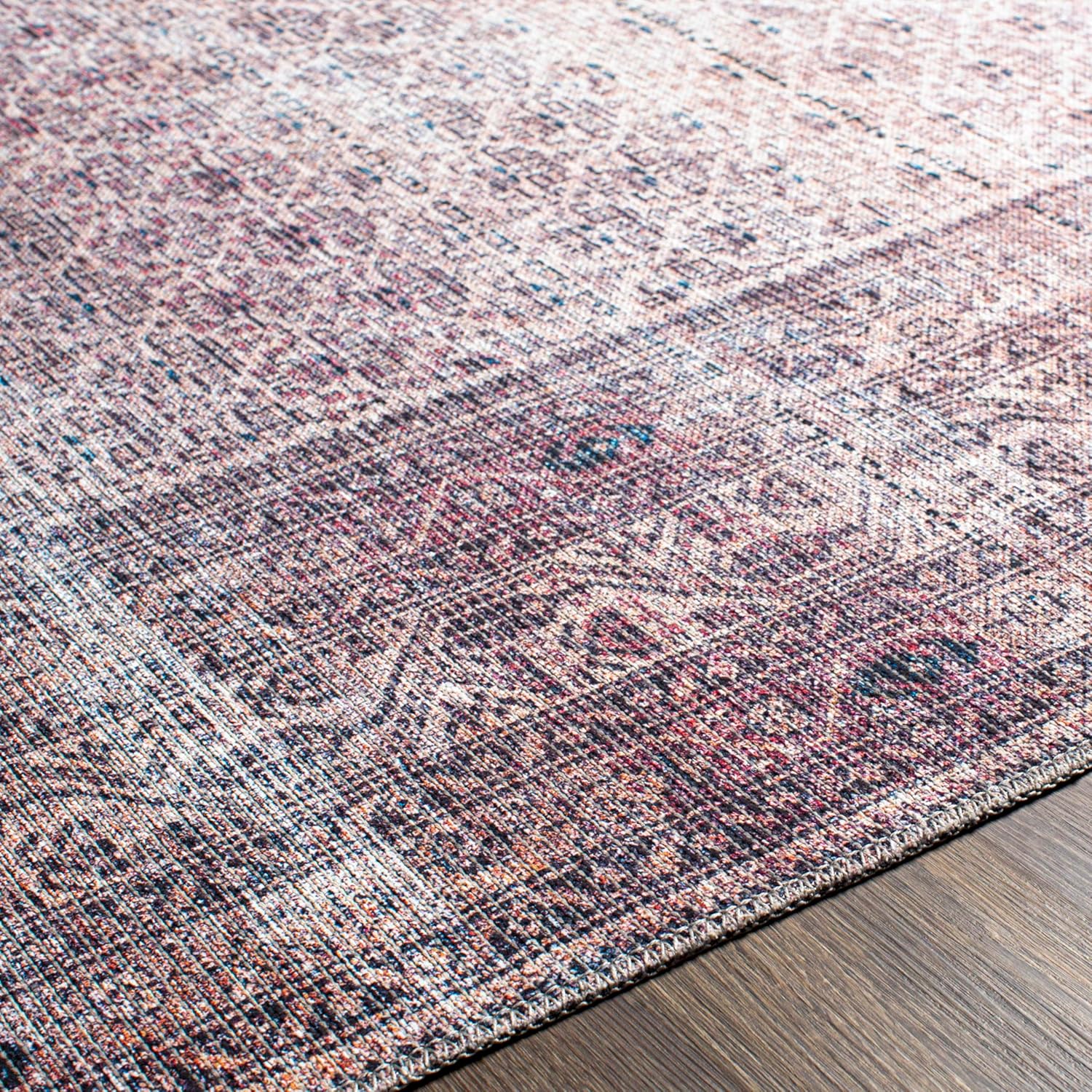 Mark&Day Washable Rugs, 5x7 Hayri Traditional Plum Area Rug, Purple Beige Carpet for Living Room, Bedroom or Kitchen (5'3 x 7'3, Machine Washable)