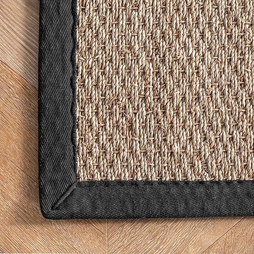 Miniatura 4 de nuLOOM Elijah Tapete de área estilo rústico de hierba marina, 4 x 6 pies, color negro