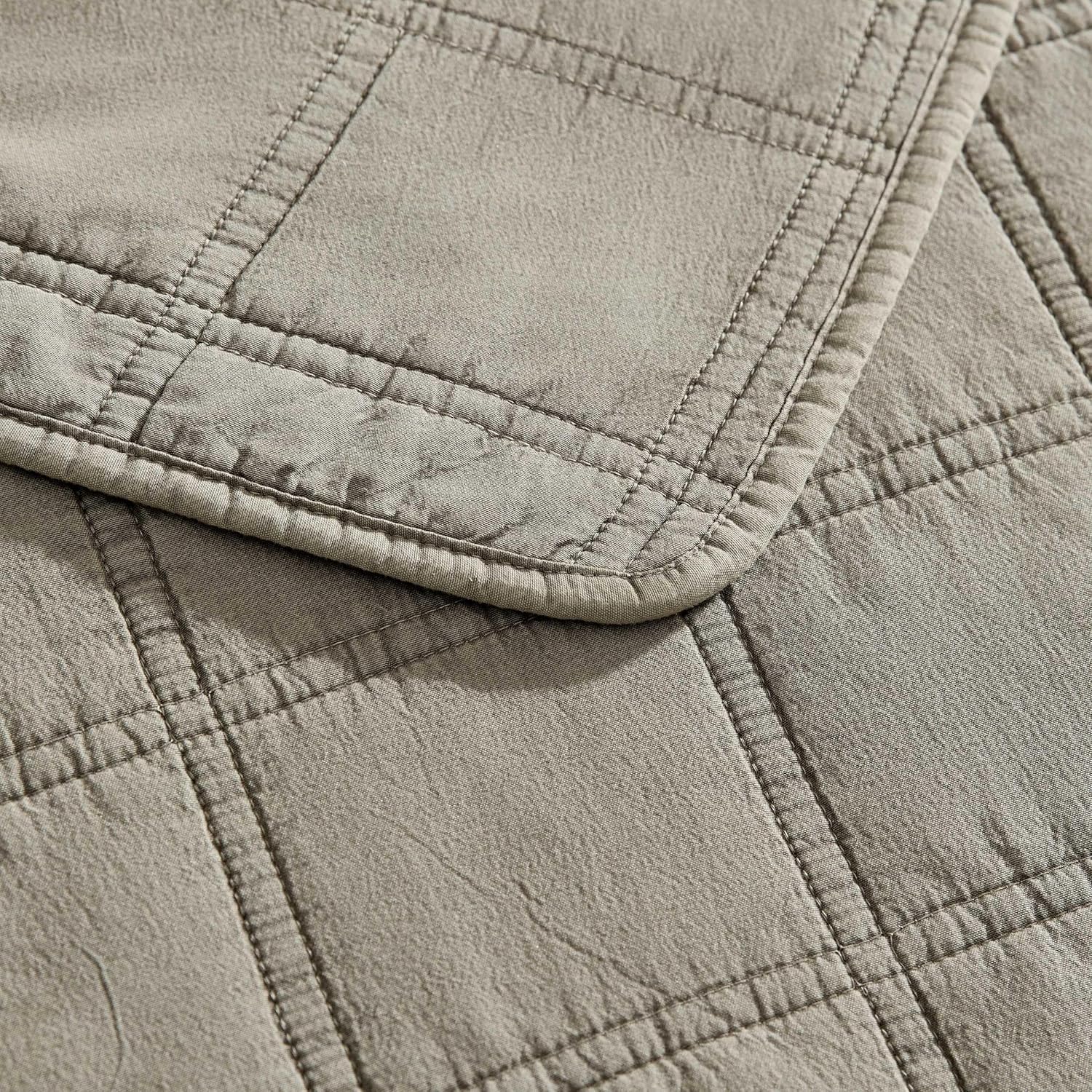 Kenneth Cole - King Quilt Set, Soft & Refined Embossed Bedding w/Matching Pillowcases, Double-Stitched Grid Texture, 3 Piece Bed Set (Stonewashed Brown)