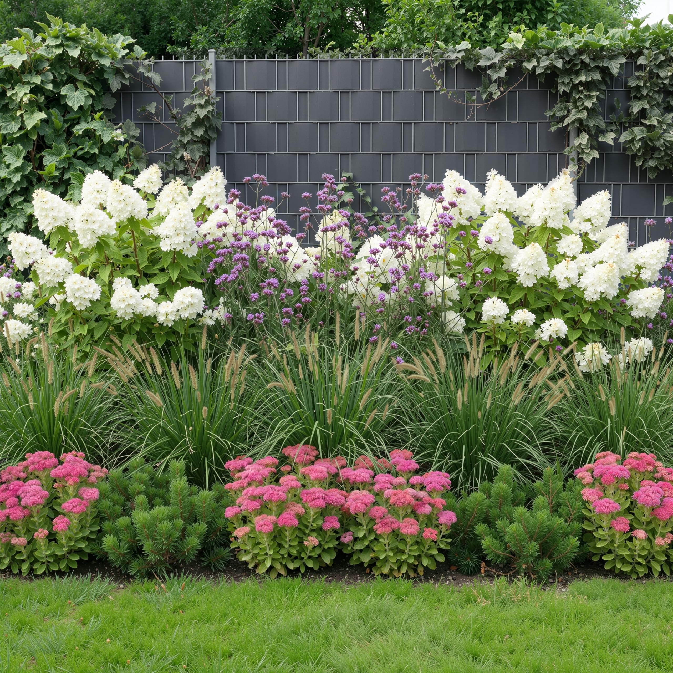Sillar Frangivista Recinzione in PVC, Rotolo Frangivista Giardino 105m (3 pezzi-35 m x 19 cm), 450 g/m², Grigio Scuro, con Clip, Resistente UV e Intemperie, per Balcone Terrazza Esterno