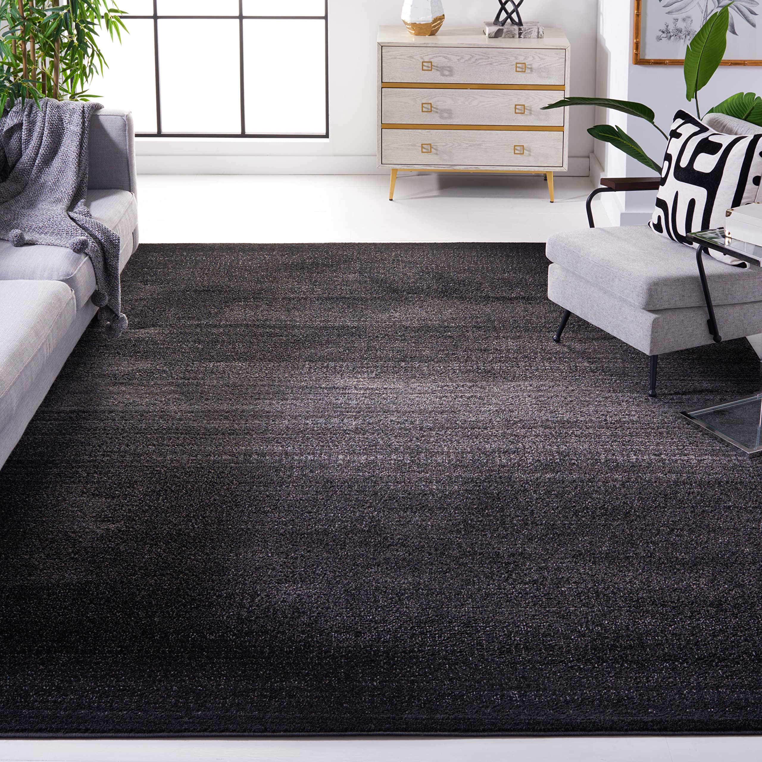 SAFAVIEH Adirondack Collection Area Rug - 11' x 15', Black & Grey, Modern Design, Non-Shedding & Easy Care, Ideal for High Traffic Areas in Living