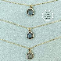 Vista 47 de Round Pendant Necklace, Natural Gemstones, Labradorite, Rainbow Moonstone, Crystal, Rose Quartz, Amethyst, Citrine, Sterling Silver, Handmade