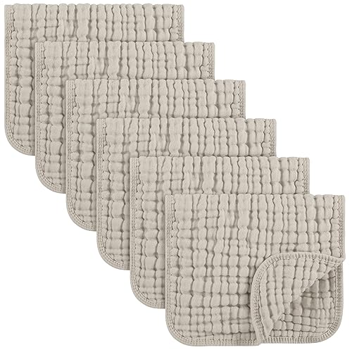 Yoofoss Paquete de 6 paños de muselina para eructos grandes 20 x 10 pulgadas 100 algodón 6 capas súper suaves y absorbentes albaricoque
