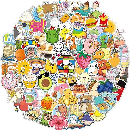 QKilisy 100 calcomanías lindas para niños y adolescentes, calcomanías para botellas de agua, calcomanías de vinilo impermeables para aula, paquetes