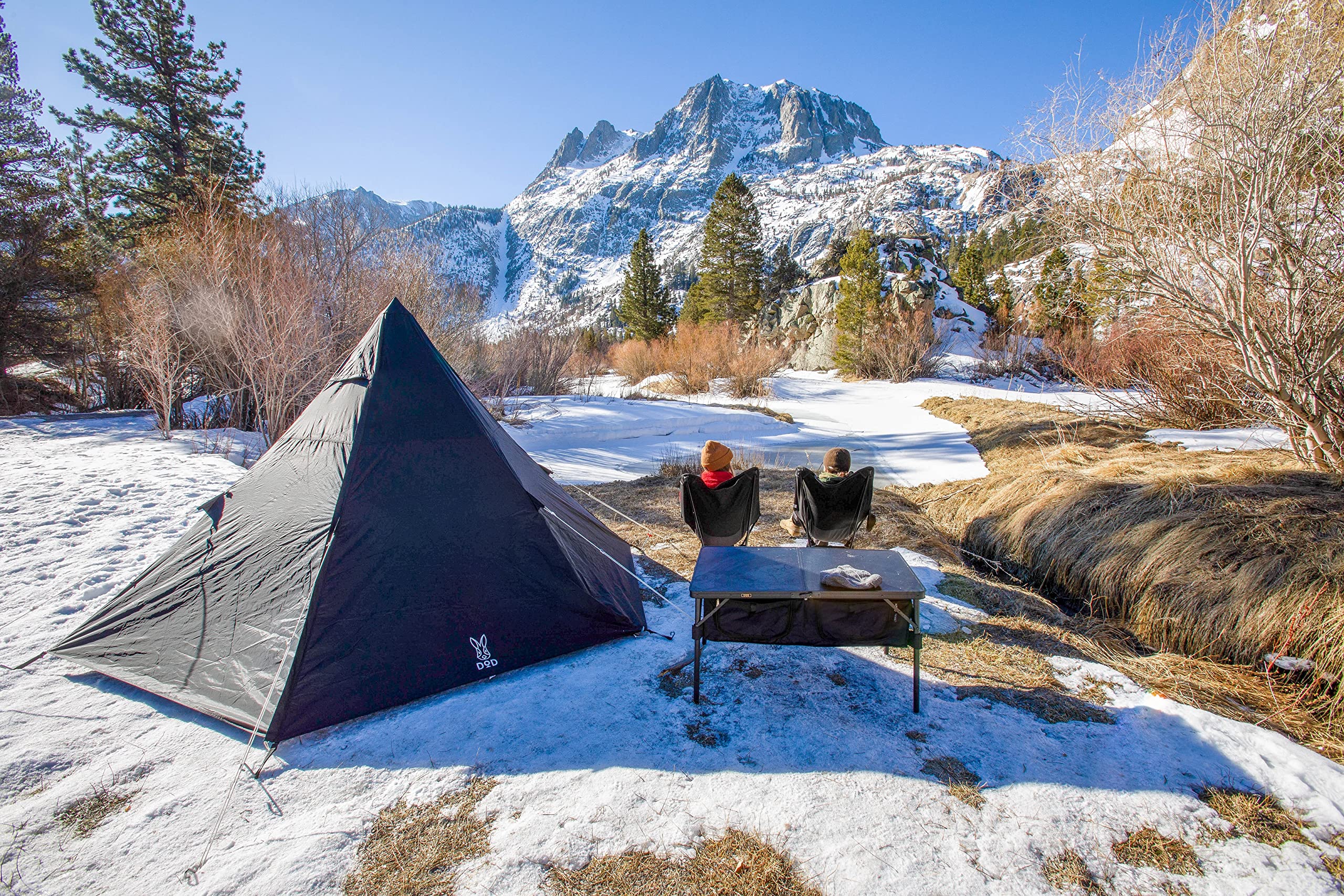 DOD Ichi One Pole Tent - A Roomy Teepee/Tipi Style Tent for Camping - Black