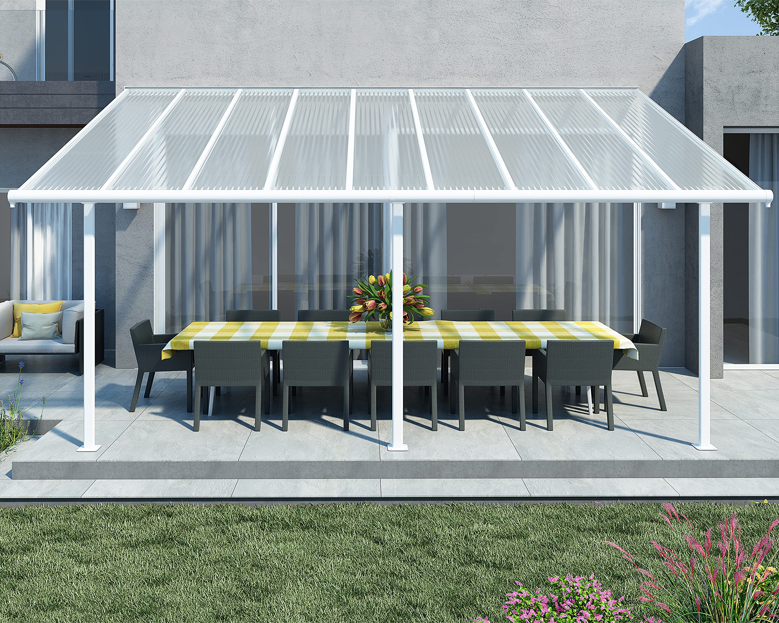 Canopia Palram Sierra - Tettoia in alluminio, colore: bianco, 299 x 555 x 305 cm