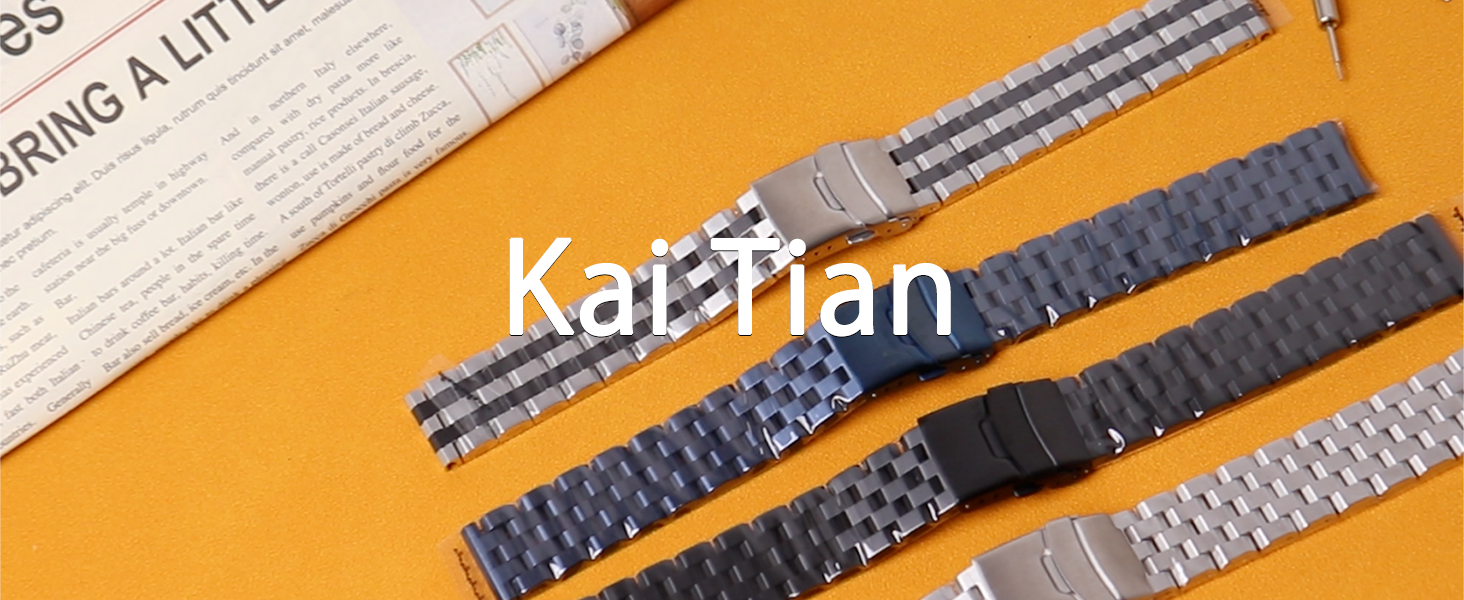 [Kai Tian] ステンレス 腕時計バンド 18mm 20mm 22mm 2 Kai Tian 18mm Stainless Steel Link Wrist Watch Band Bracelet