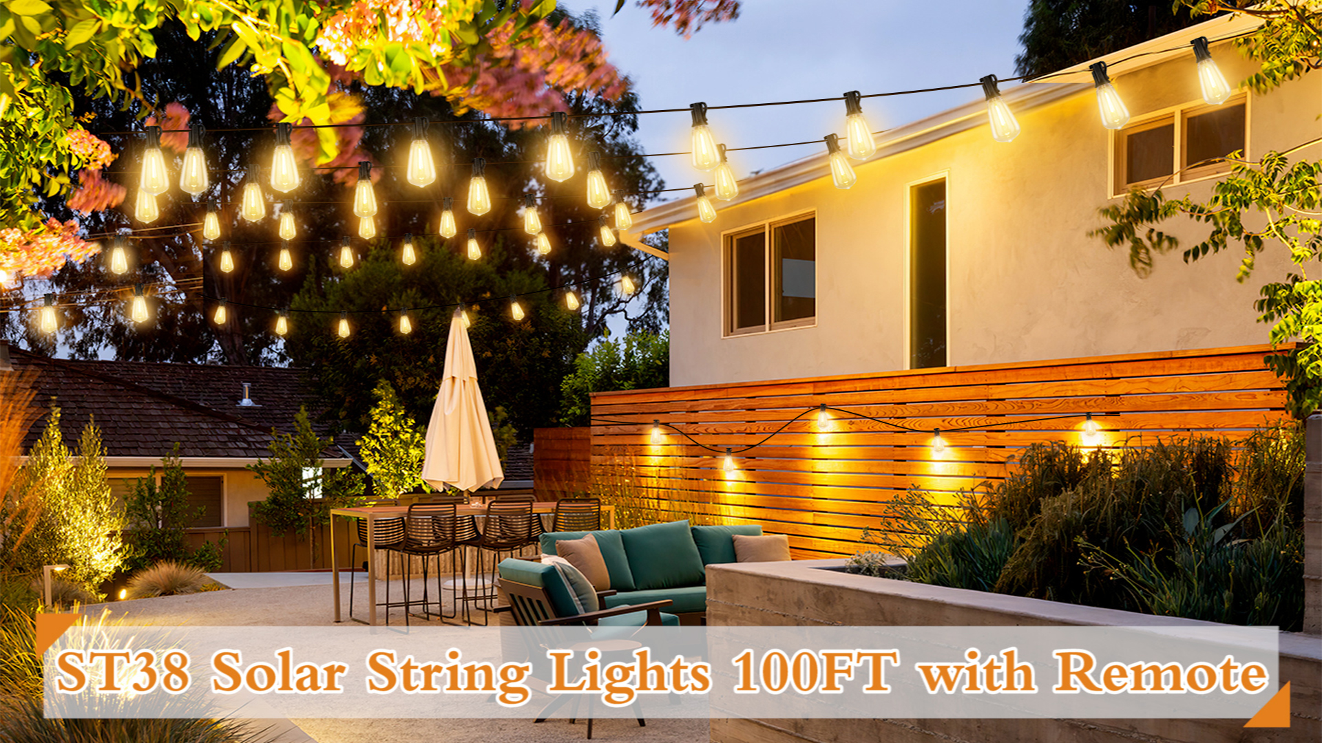 Nordic Hygge 100 Ft. LED Outdoor String Lights Plug-in With 52 Shatterproof St38 Vintage Edison Bulbs B0b4nt4j28 - Foto 14