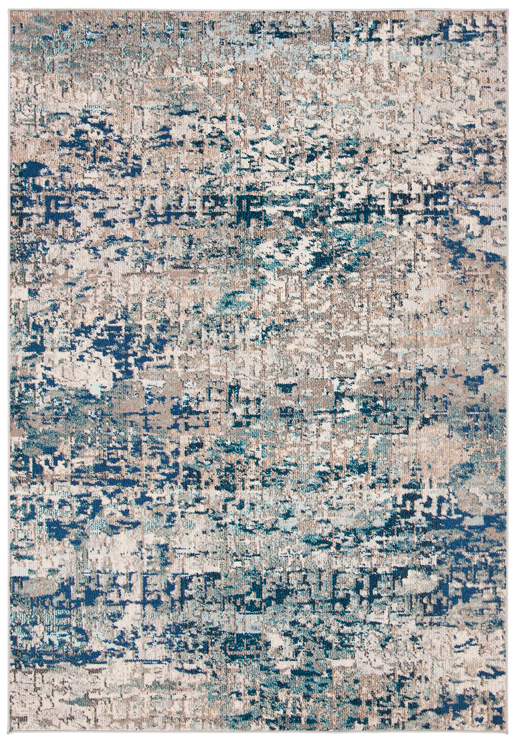 SAFAVIEH Madison Collection Accent Rug - 2'2" x 4', Grey & Blue, Modern Abstract Design, Non-Shedding & Easy Care, Ideal for High Traffic Areas in