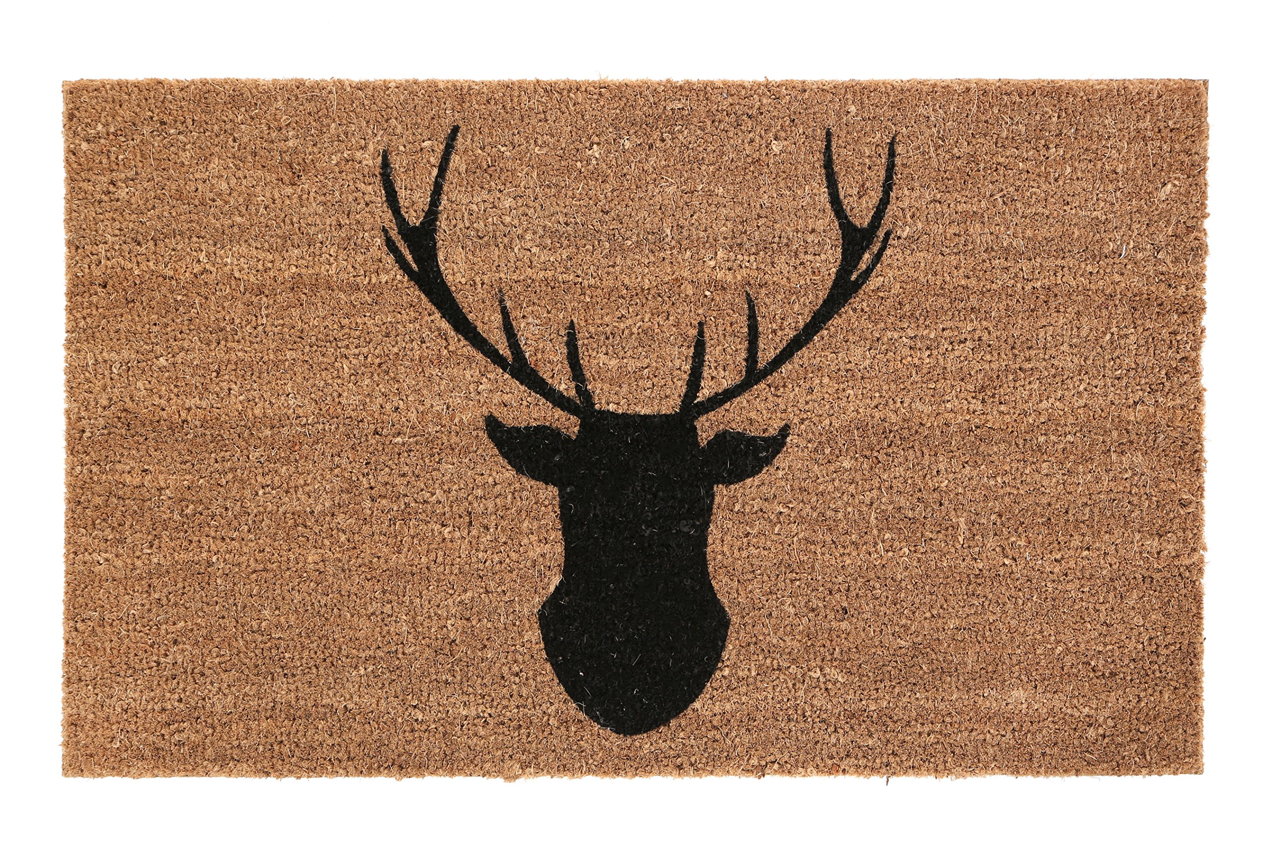 Premier Housewares Stag Doormat - Natural Coir - Black Stag Design - 100cm Diameter