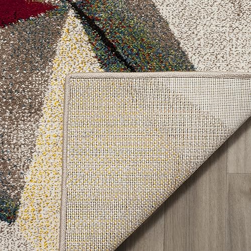 Miniatura 3 de SAFAVIEH Porcello Collection - Alfombra de área de 8 x 10 pies, gris claro y naranja, diseño abstracto moderno, no desprende pelusa y de fácil Gris