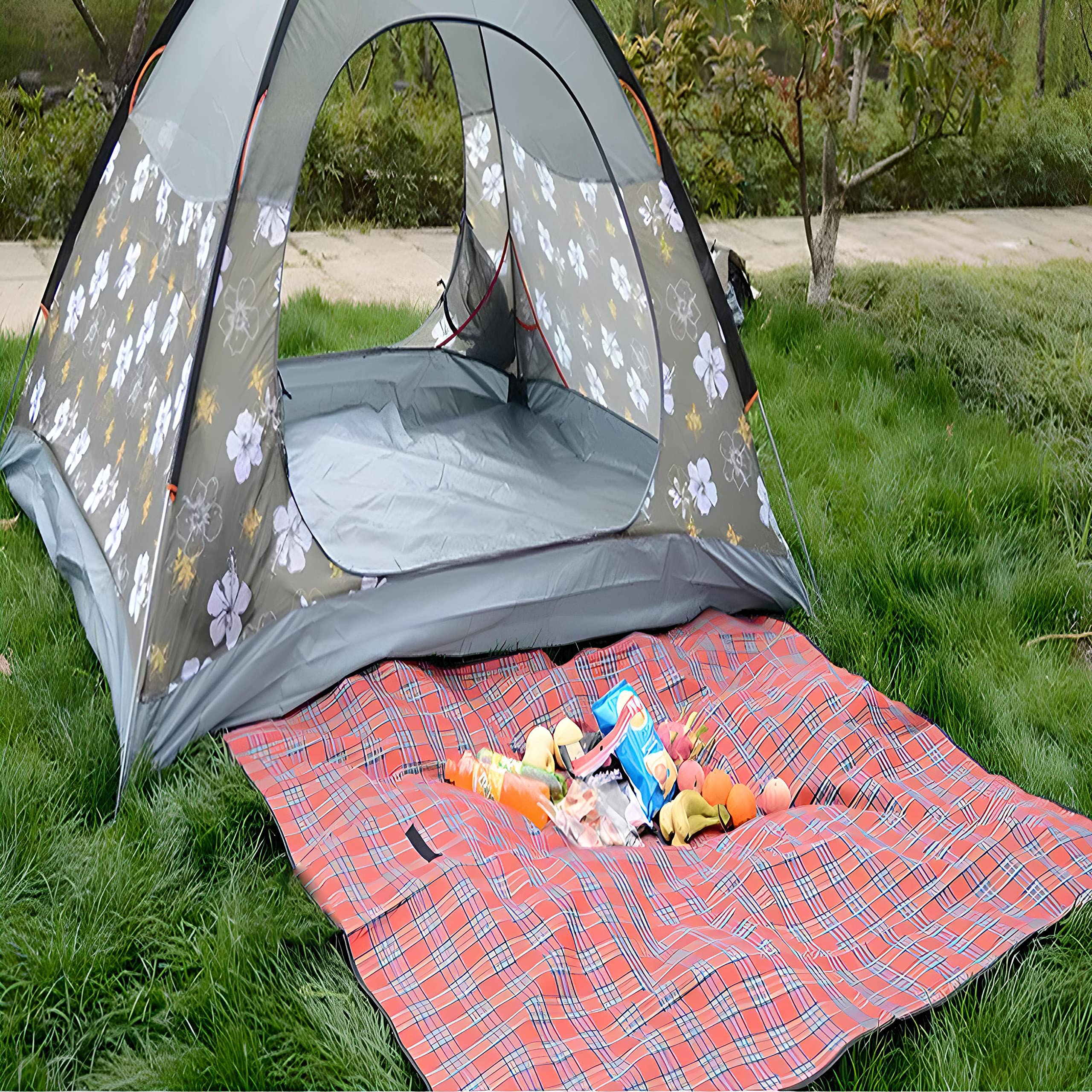 Retoo Coperta da picnic XXL impermeabile 180 x 150 cm quadretti