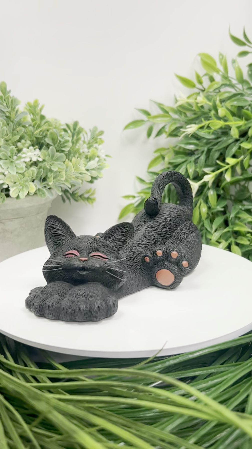 Amazon.com: JFSM INC. Whimsical Black Cat Lounging Figurine Cat