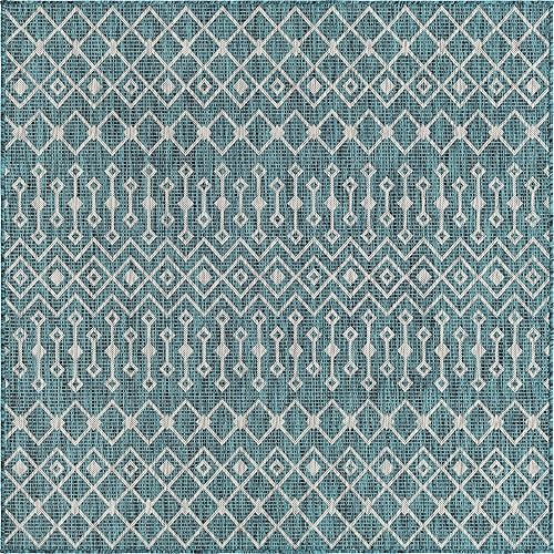 Vista 241 de Unique Loom Alfombra Colección enrejado Marroquí Celosía Transicional Interior y Exterior, Polipropileno Gris carbón/natural