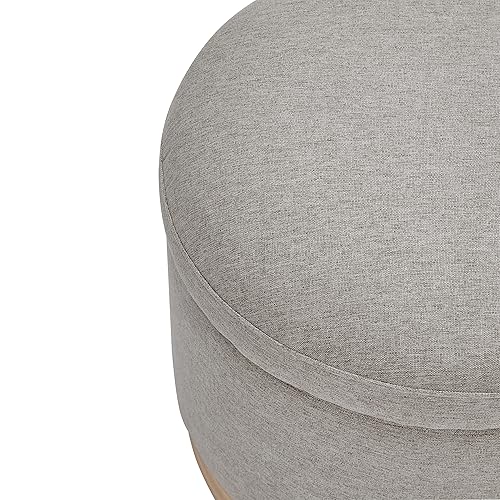 Miniatura 19 de Babyletto Naka - Otomana de almacenamiento en tejido ecológico color crema de alto rendimiento, con base de madera clara, repelente al agua y Crema