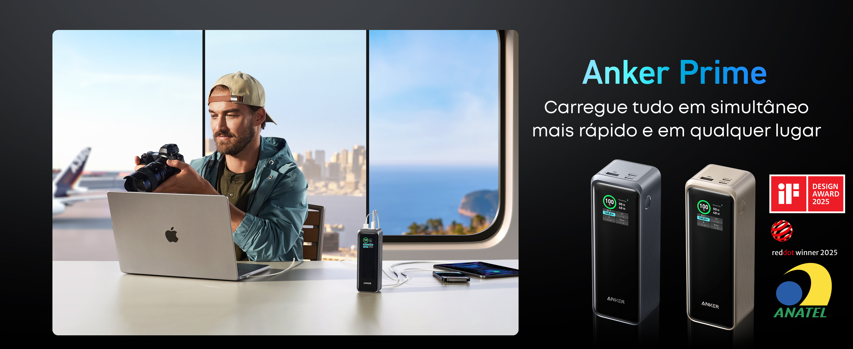 Anker Prime Power Bank 27.650 mAh 3 portas 250 W, Carregador