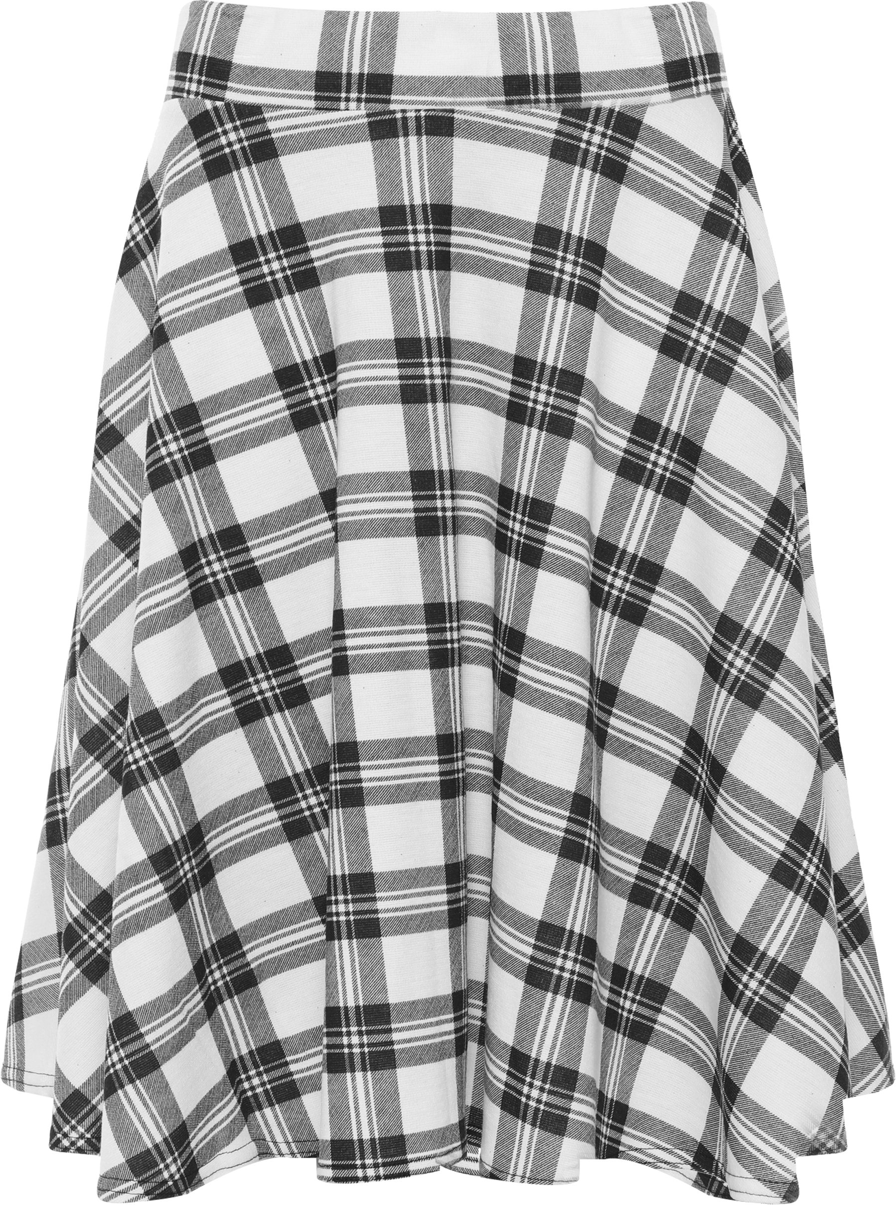 WearAll Womens Plus Size Tartan Check Print Elastic Ladies Short Skater Skirt White - 26-28