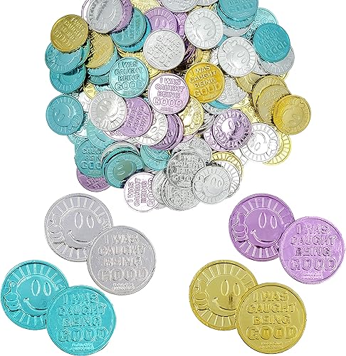 The Dreidel Company Monedas de plástico, I was Caught Being Good, actividades educativas y de aprendizaje en el aula, recuerdo de fiesta (paquete de