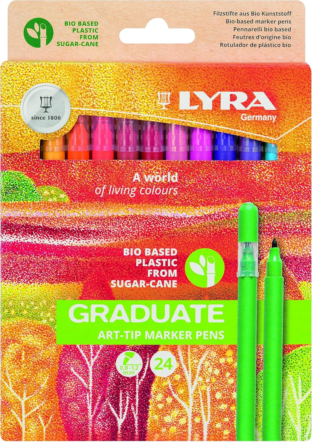 LYRA Graduate Art-Tip Markers, Assorted Colors, 24 Count