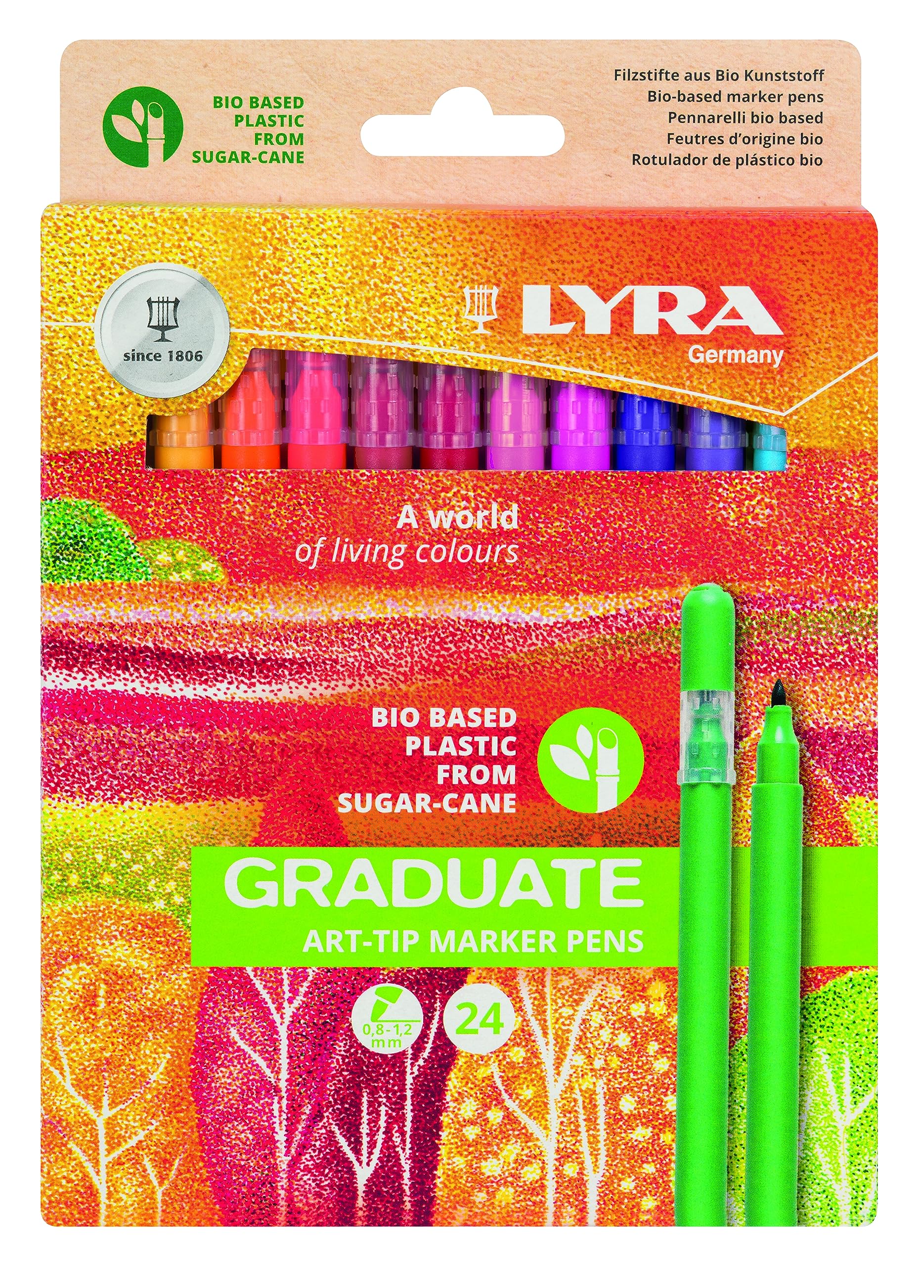 LYRA Graduate Art-Tip Markers, Assorted Colors, 24 Count