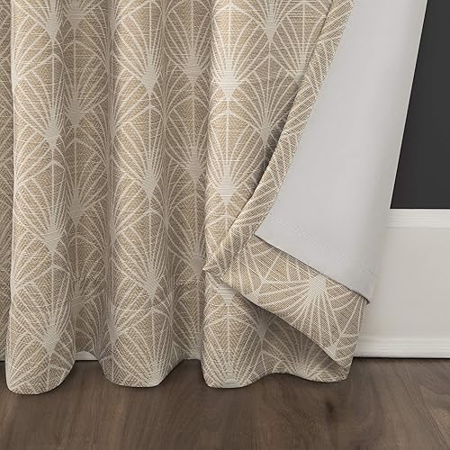 Vista 7 de Scott Living Montauk Art Deco Total Blackout - Cortina con pestaña trasera, 50 x 96 pulgadas, lino