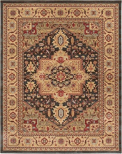 Miniatura 2 de SAFAVIEH Mahal Collection - Alfombra de área de 8 x 10 pies, azul marino y natural, diseño oriental tradicional, no desprende pelusa y de fácil