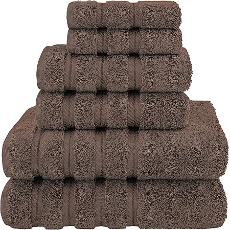 American Soft Linen Towel Set, 2 Bath Towels 2 Hand Towels 2 Washcloths Super Soft and Absorbent 100% Turkish Cotton Towels for Bathroom and Kitchen Chocolate Brown
