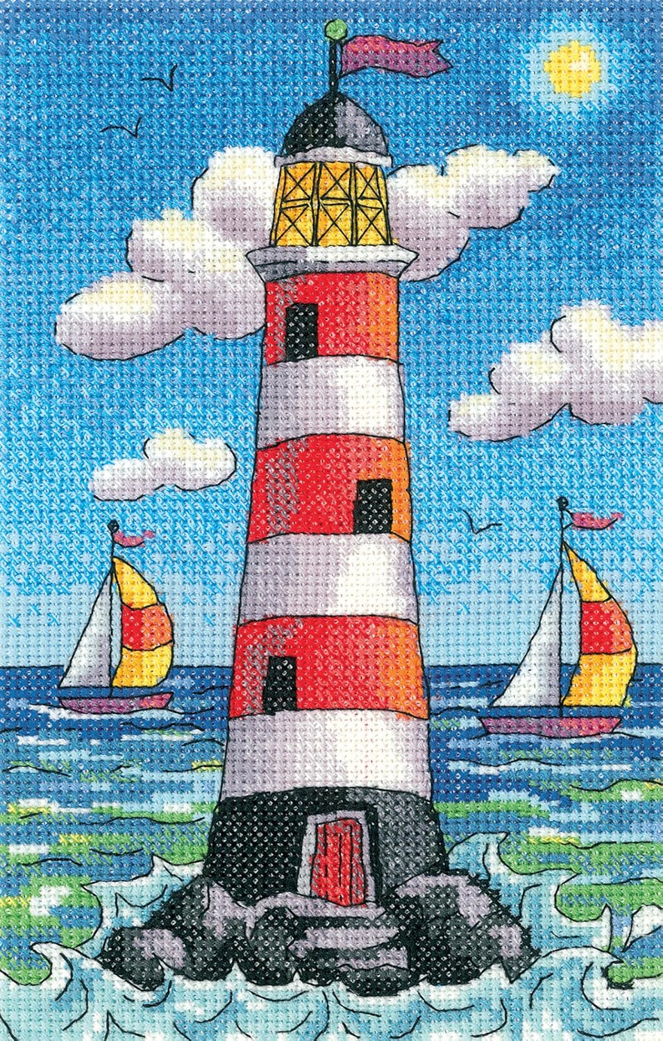 Heritage Counted Cross Stitch kit Aida Lighthouse by Day, BSLD1388-A, 12x19cm, DIY