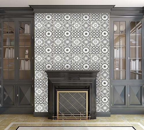 Miniatura 7 de Mi Alma calcomanías para azulejos en blanco y negro para despegar y pegar calcomanías de azulejos, 24 unidades, para azulejos de baño y cocina,