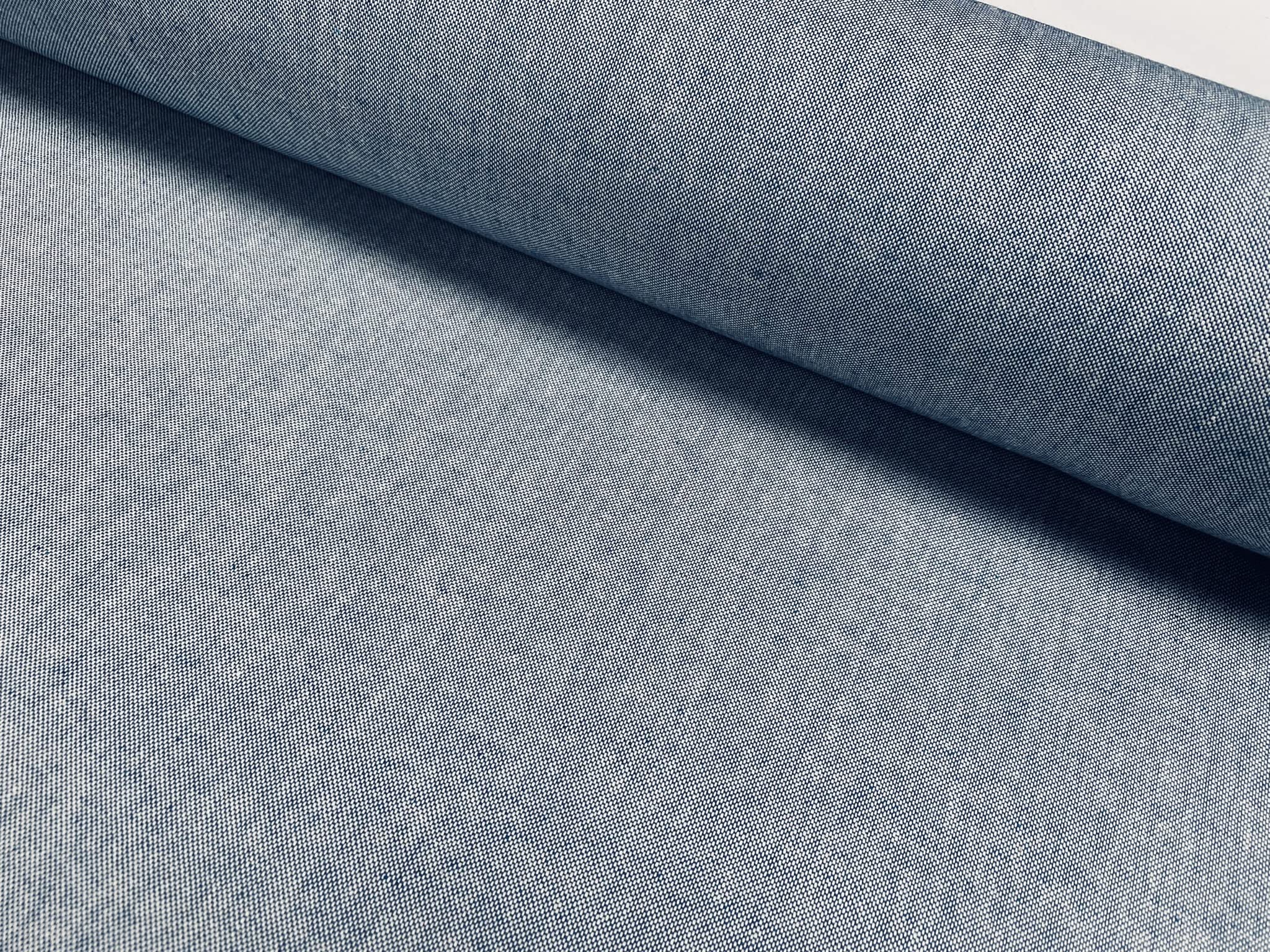 Linen Look Plain Culla Fabric Furnishing Curtain Upholstery Dressmaking Cotton Material 140cm Wide Canvas - Denim Blue (Sold by The Metre)